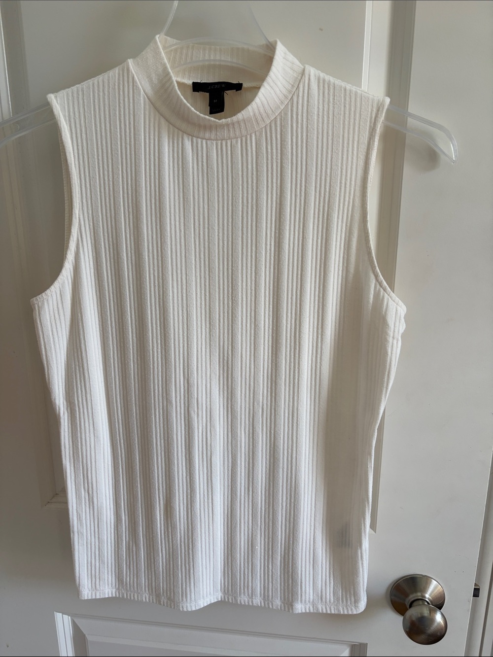 J. Crew Ribbed Sleeveless Mock Neck Tank - Cream